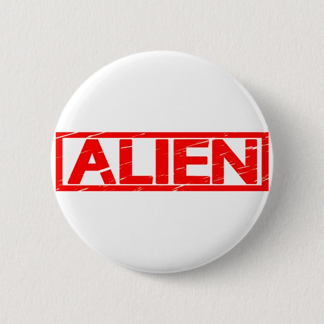 Alien Briefmarke Button (Vorderseite)
