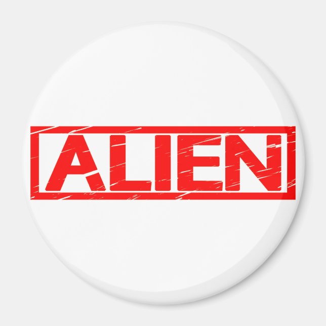 Alien Briefmarke Magnet (Vorne)