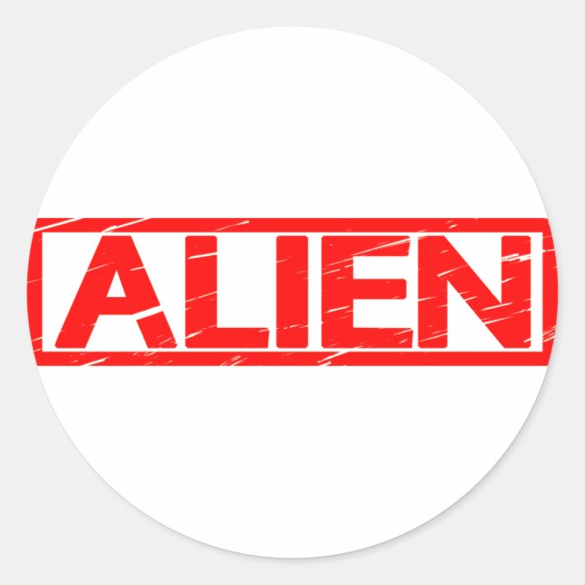 Alien Briefmarke Runder Aufkleber (Vorderseite)