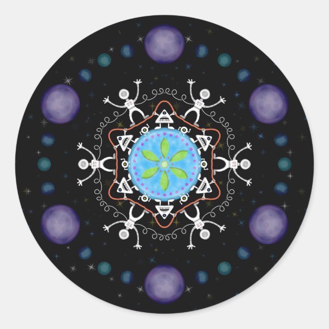 Alien Buddies Runder Aufkleber (Vorderseite)