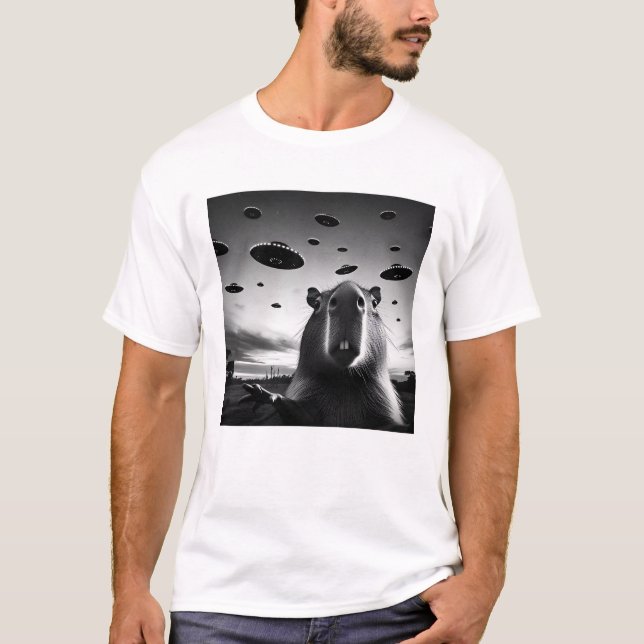 Alien Capybara UFO Capybara Selfie mit T-Shirt (Vorderseite)
