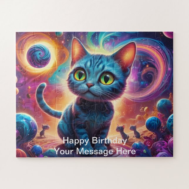 Alien Cat Adventure in Fantasy Space Forest (Horizontal)