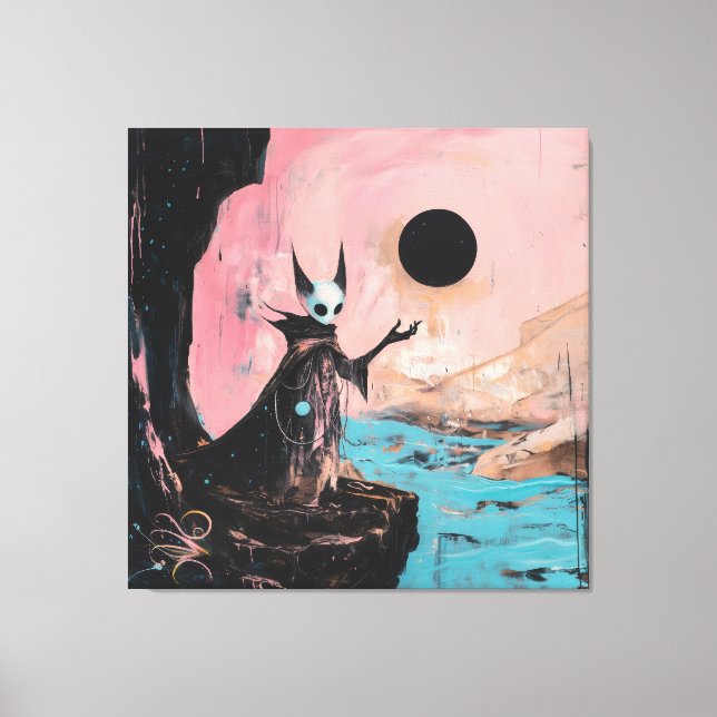 Alien Cat Black Moon Occult Dark Witchy AI Art Leinwanddruck (Vorderseite)