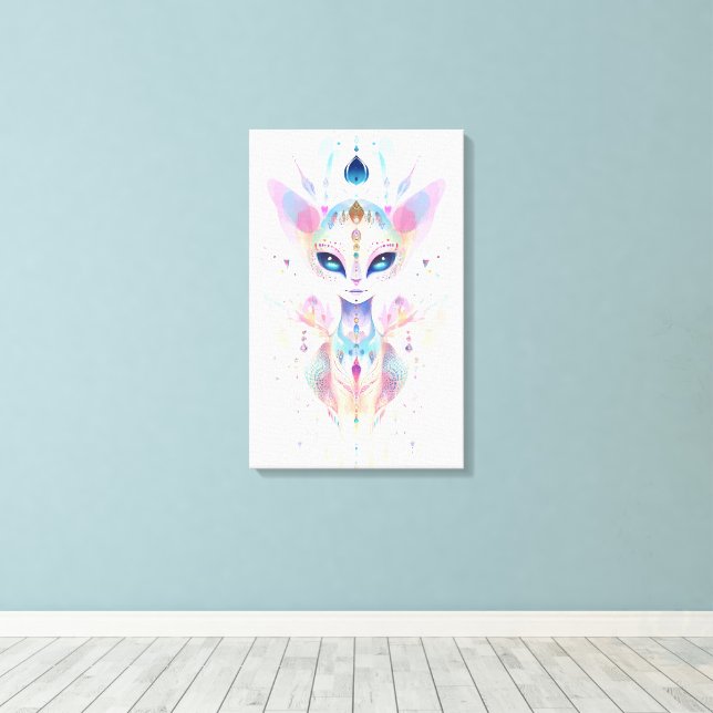 Alien Cat Gesichtsausdruck Leinwanddruck (Insitu (Holzboden))