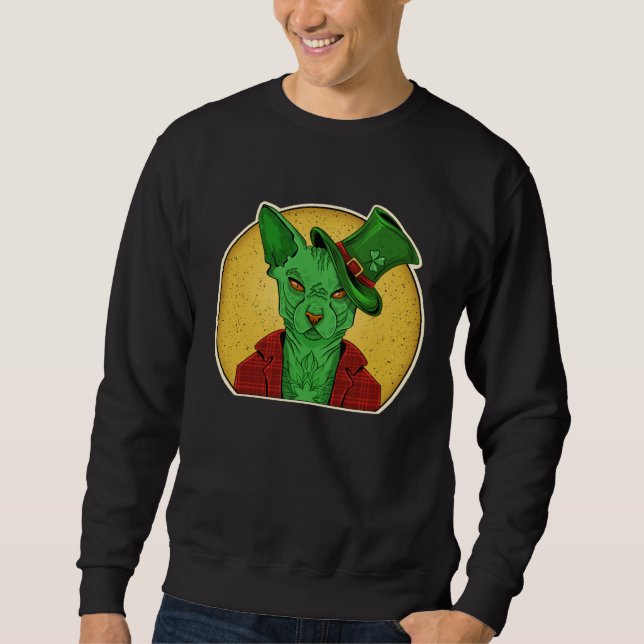 Alien Cat Green Sphynx Leprechaun Cool Hairless Sp Sweatshirt (Vorderseite)