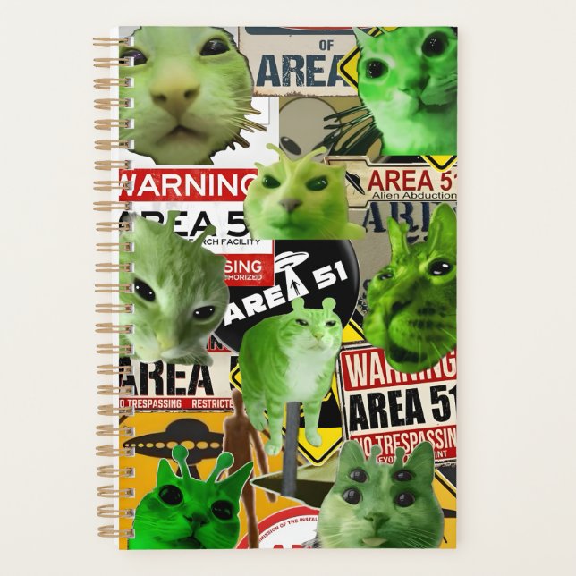 Alien Cat Invasion: Das Gebiet 51 Felines Planer (Vorderseite)