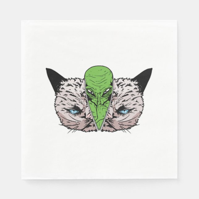 Alien Cat Kitten Extraterrestriale Verschwörung Serviette (Vorderseite)