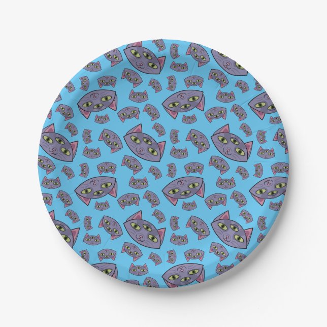 Alien Cat Pattern Pappteller (Vorderseite)