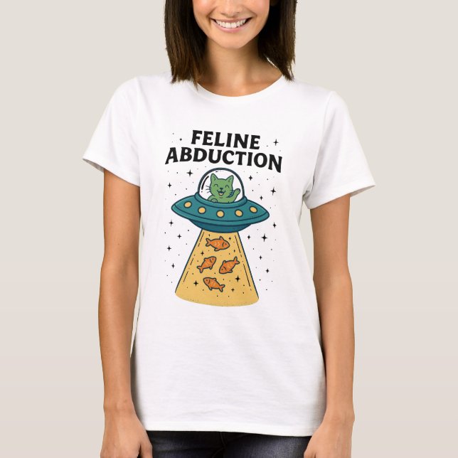 Alien Cats - Funny Feline Abduction T - Shirt (Vorderseite)