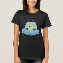 alien chat volant alien soucoupe T-shirt
