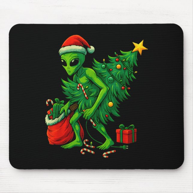 Alien Christmas Tree Lights Xmas Boys Men  Mousepad (Vorne)