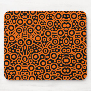 Alien Circuit II - Orange auf Schwarz Mousepad