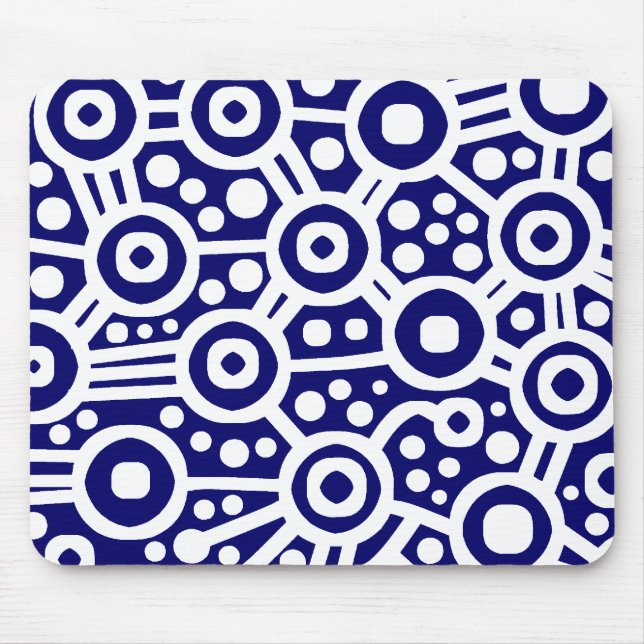 Alien Circuit - White on Deep Blue Mousepad (Vorne)