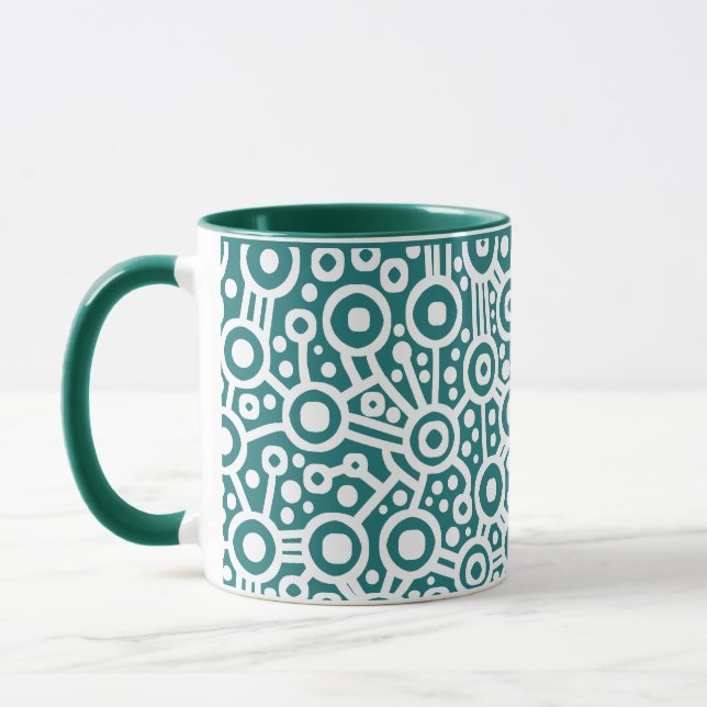 Alien Circuit - White on Hunter Green Tasse (Links)