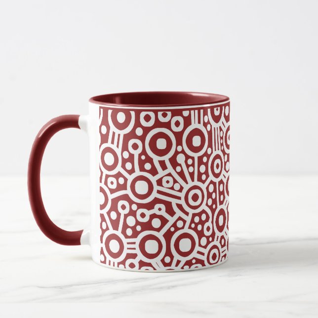 Alien Circuit - White on Maroon Tasse (Links)