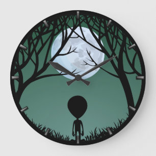 Alien Clock ET Geschenk Alien Dekoration Alien Ges Große Wanduhr
