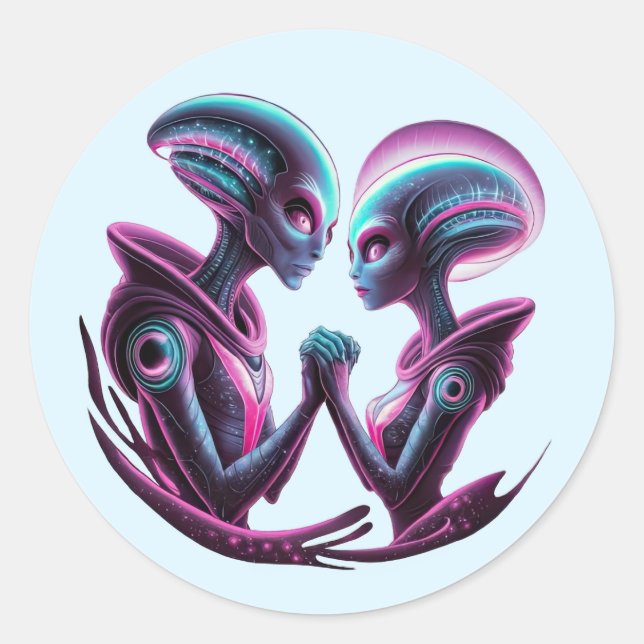 Alien Couple Stickers (Vorderseite)