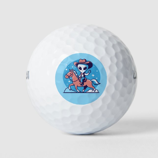 ALIEN COWBOY FUNNY GOLF BALL (Vorderseite)
