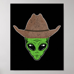Alien Cowboy Hat lustiges Halloween-Geschenk für W Poster