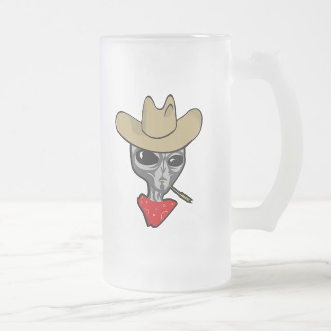 Alien-Cowboy Mattglas Bierglas (Rechts)