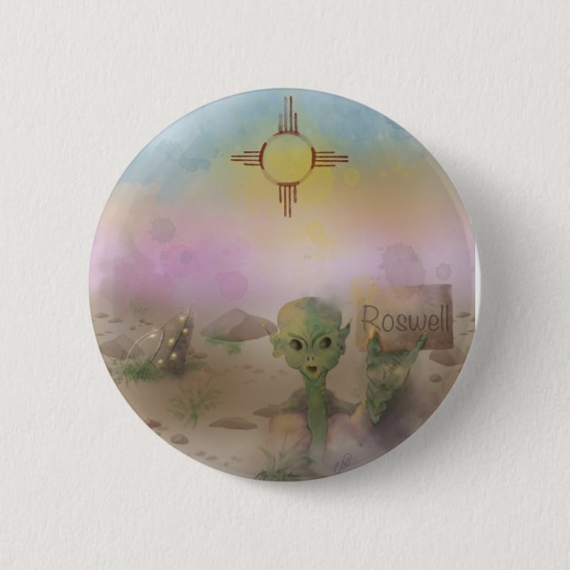 Alien Crash Raumschiff Roswell New Mexico Button (Vorderseite)