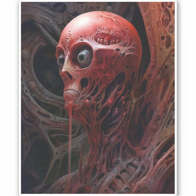 Alien Creature Sci-fi Horror Art Aufkleber (Vorderseite)