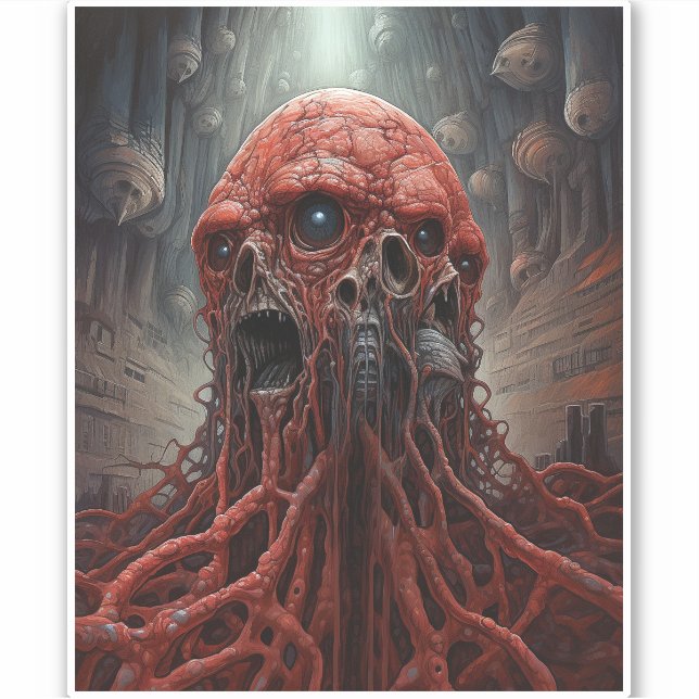 Alien Creature Sci-fi Horror Art Aufkleber (Vorderseite)