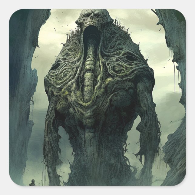 Alien Creature Sci-fi Horror Art Quadratischer Aufkleber (Vorderseite)