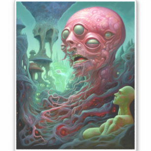 Alien Creature Surreal Horror Art Aufkleber