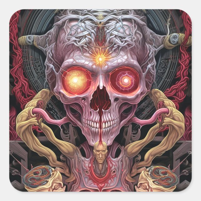 Alien Creature Surreal Horror Art Quadratischer Aufkleber (Vorderseite)