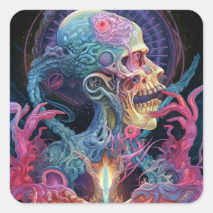 Alien Creature Surreal Horror Art Quadratischer Aufkleber