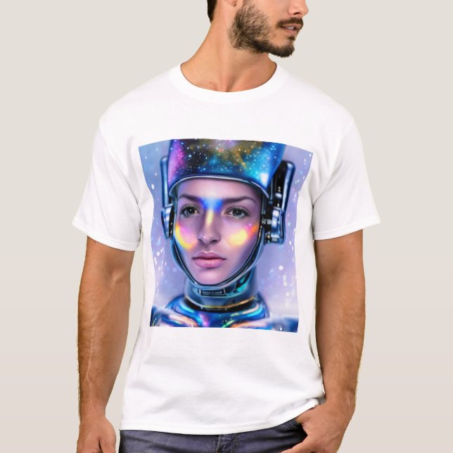 Alien Cyborg Space Woman T-Shirt (Vorderseite)