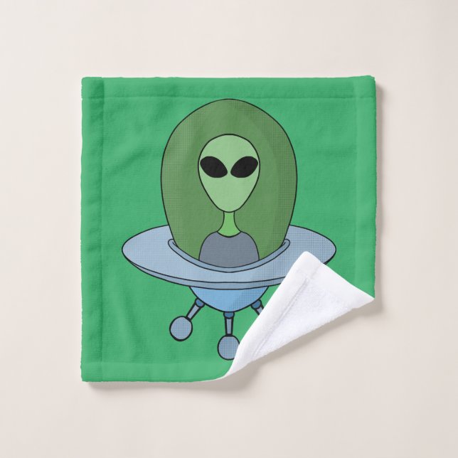 Alien dans son petit vaisseau spatial (Gant de toilette)