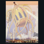 Alien der Vintagen Science Fiction<br><div class="desc">Vintage Illustration Außerirdischen und Roboter Science Fiction Bild mit einem großen futuristischen Alien Oktopus wie Monster einmarschieren in einer Stadt und sammeln einen Bus voller Menschen. Ein Retro-Sci-fi-Comic Buch-Design mit einem Geschöpf zerstört eine Metropole der Zukunft und die Menschen fallen aus dem Bus auf den städtischen Boden unten.</div>