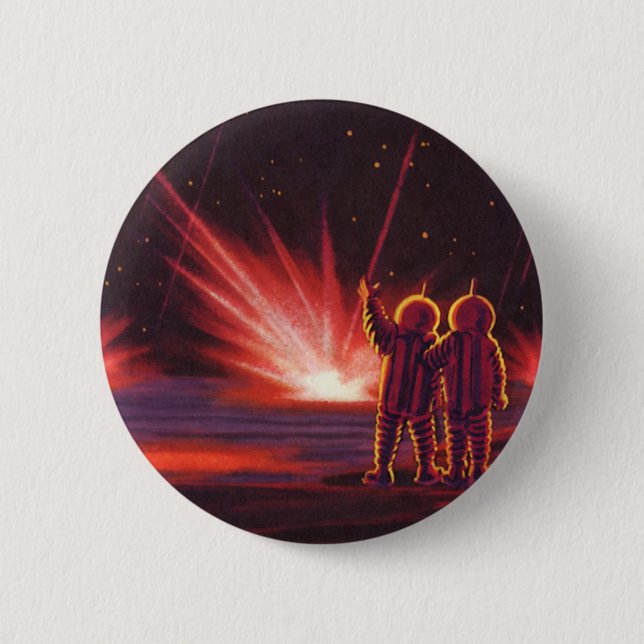 Alien der Vintagen Science Fiction Roter Planet Ex Button (Vorderseite)