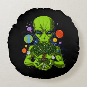 Alien des Lebens außerhalb des Weltraums Rundes Kissen