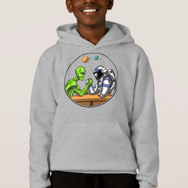 Alien des Weltraumamts Wrestling Funny Cosmic Hoodie (Vorderseite)