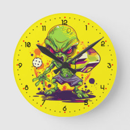 ALIEN DINKSTRIKTOR 3000 Pickleball Runde Wanduhr