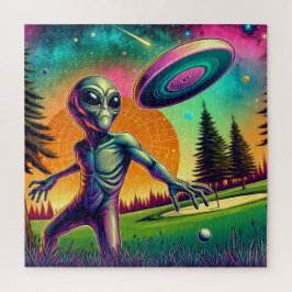 Alien Disk Golf mit Planet Backgroud