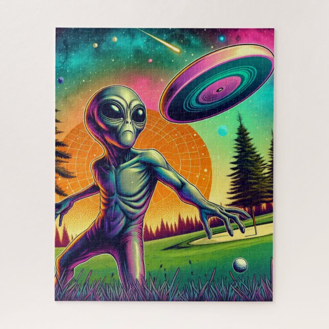 Alien Disk Golf mit Planet Backgroud (Vertikal)