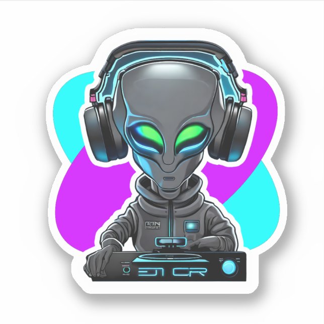 Alien DJ vinyl Aufkleber (Vorderseite)