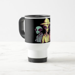 Alien-Duo-Kaffeetasse – Retro-Sci-Fi Reisebecher