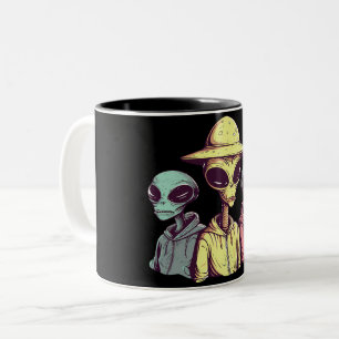 Alien-Duo-Kaffeetasse – Retro-Sci-Fi Zweifarbige Tasse
