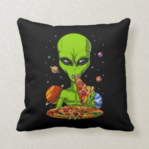Alien Eating Space Pizza Kissen