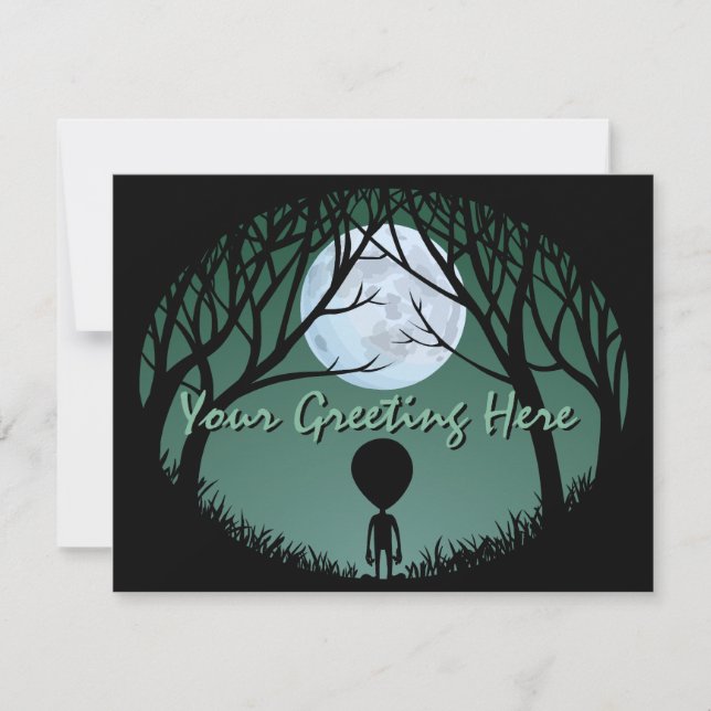 Alien Einladungen Personalisierte Niedliche Alien  (Vorderseite)