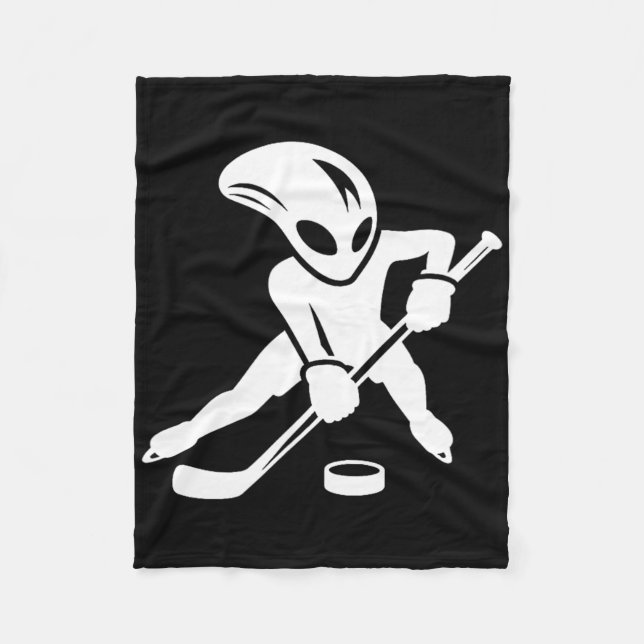 Alien-Eishockeyspieler Coole Cartoonfigur  Fleecedecke (Vorderseite)