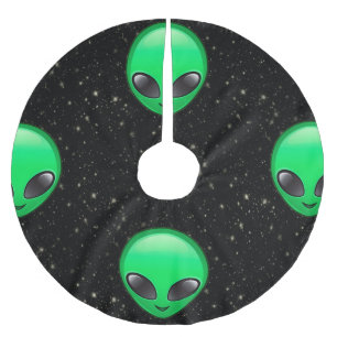 Alien-Emojis Weihnachten Weihnachtsbaum Skirt Polyester Weihnachtsbaumdecke