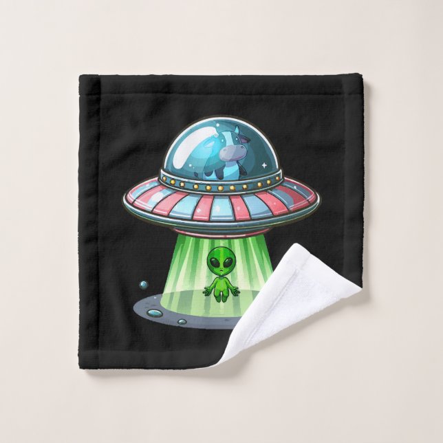 Alien enlevant une vache (Gant de toilette)