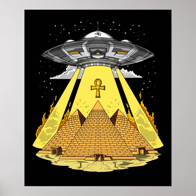 Alien Entführung ägyptische Pyramiden Antikes UFO Poster (Vorne)