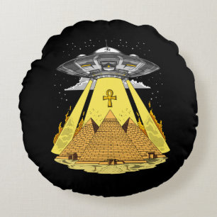 Alien Entführung ägyptische Pyramiden Antikes UFO Rundes Kissen